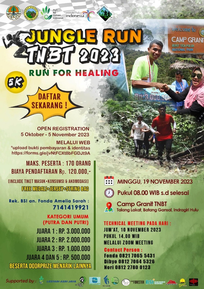 TNBT Gelar Jungle Run 2023, Usung Run for Healing Sebagai Tema